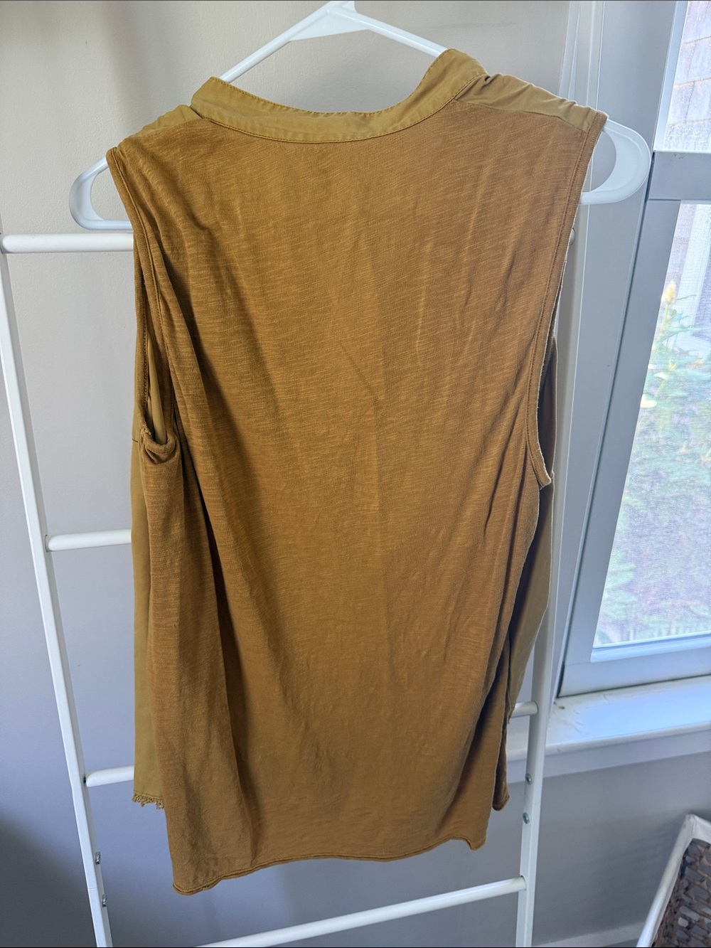 XCVI Mustard Yellow Sleeveless V-Neck Pocket Tee - Picture 5 of 5